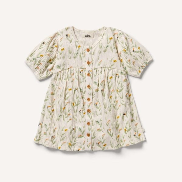 Crinkle Button Dress